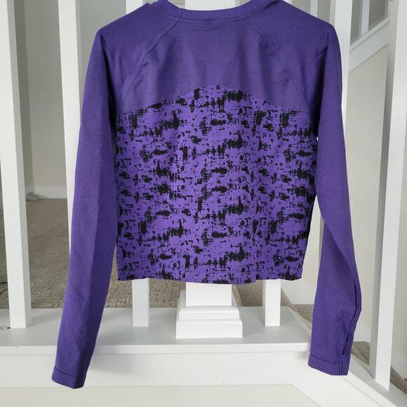 Z by Zella Long Sleeve Stretch Crop Activewear Purple/Black Women Sz L - Picture 9 of 11